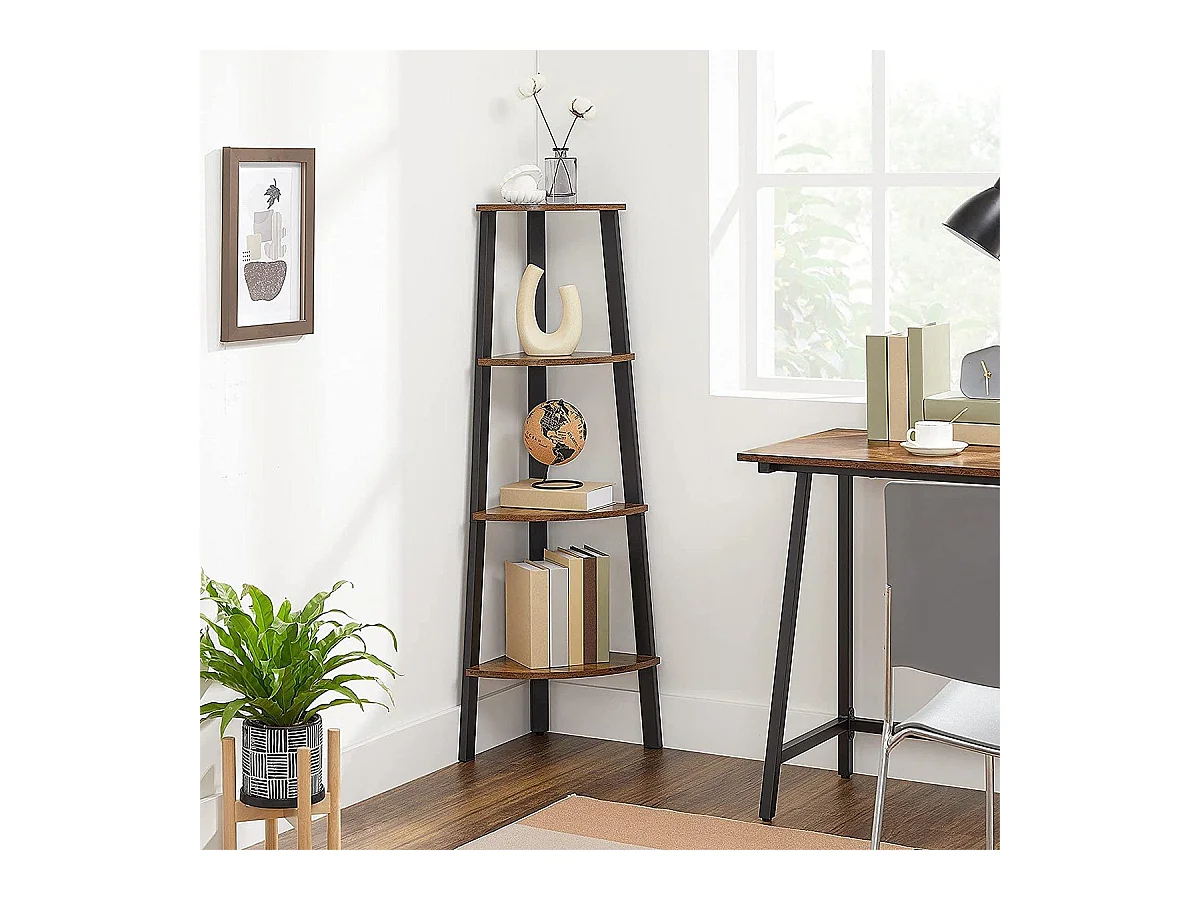 Industriële hoekplank met 4 niveaus - L48,5 x H125 cm