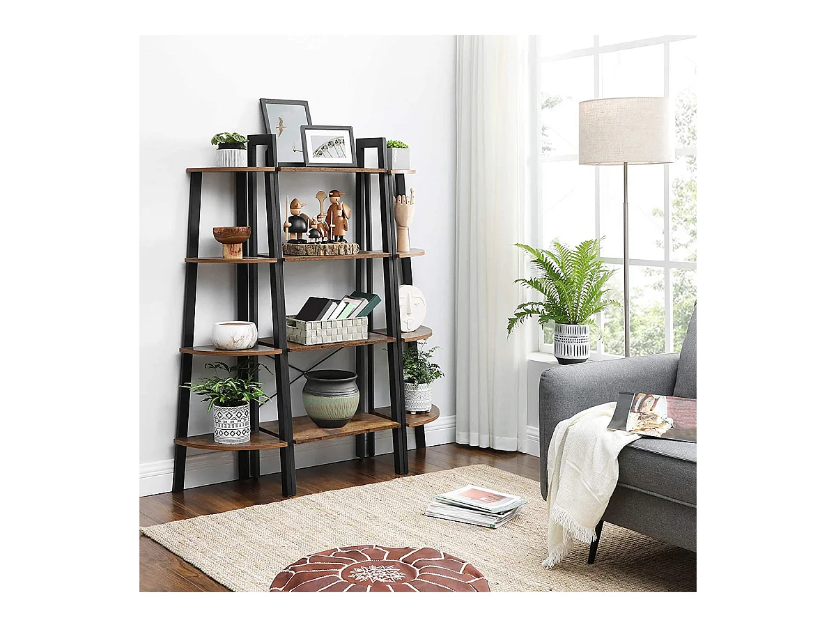 Industriële hoekplank met 4 niveaus - L48,5 x H125 cm