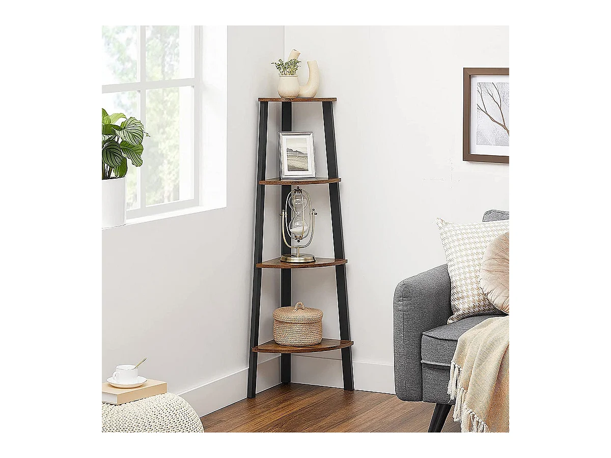 Étagère d'angle industrielle à 4 niveaux - L48,5 x H125 cm