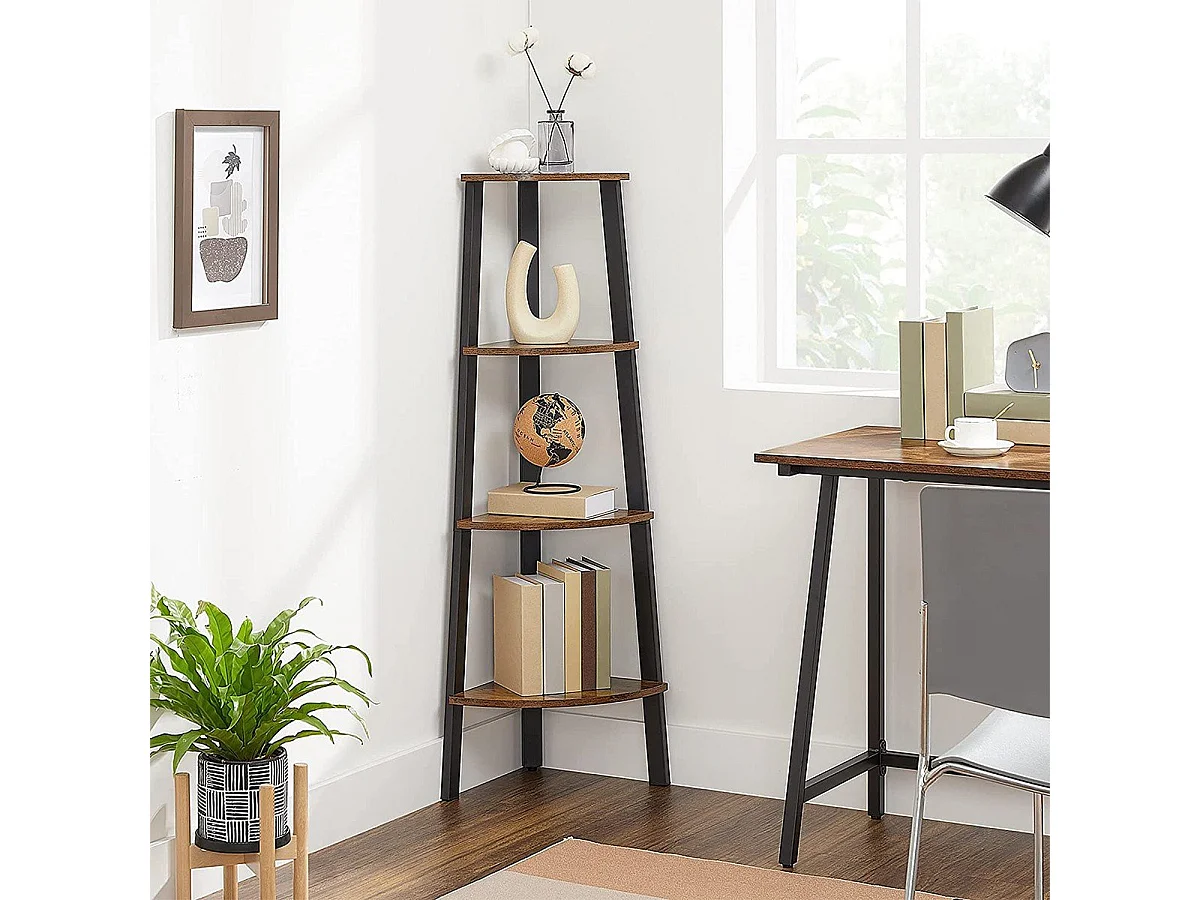 Étagère d'angle industrielle à 4 niveaux - L48,5 x H125 cm