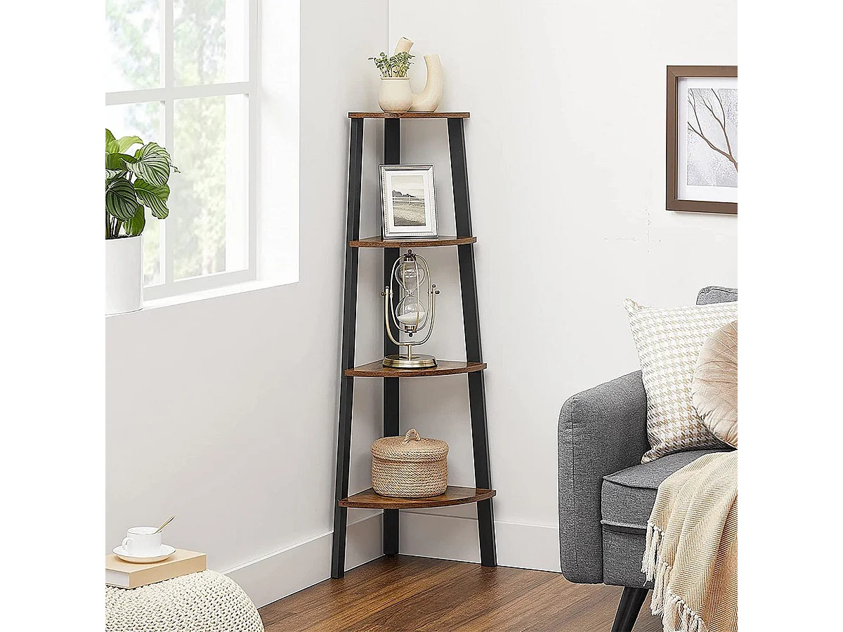 Étagère d'angle industrielle à 4 niveaux - L48,5 x H125 cm