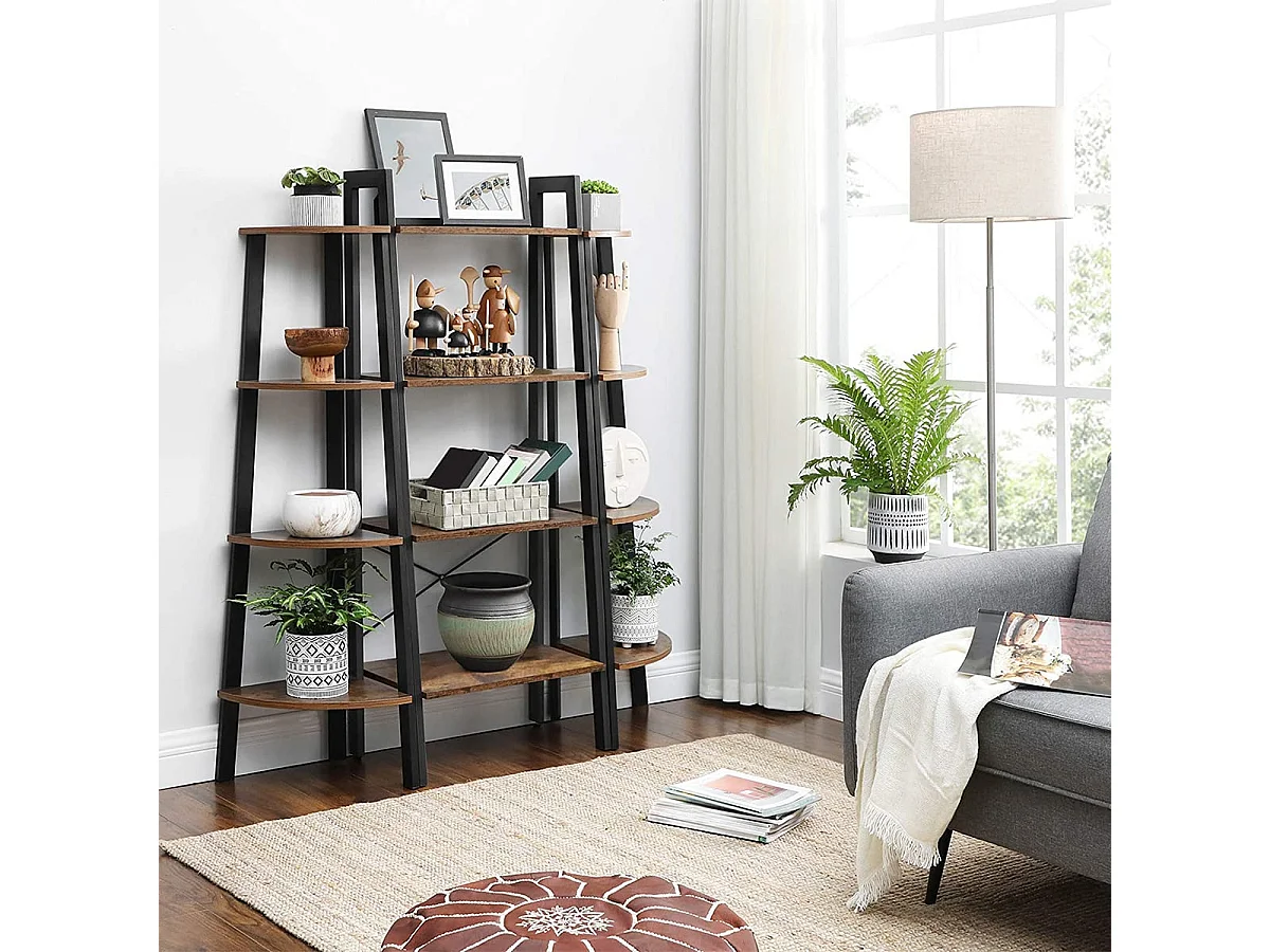 Prateleira de canto industrial de 4 níveis - L48,5 x A125 cm