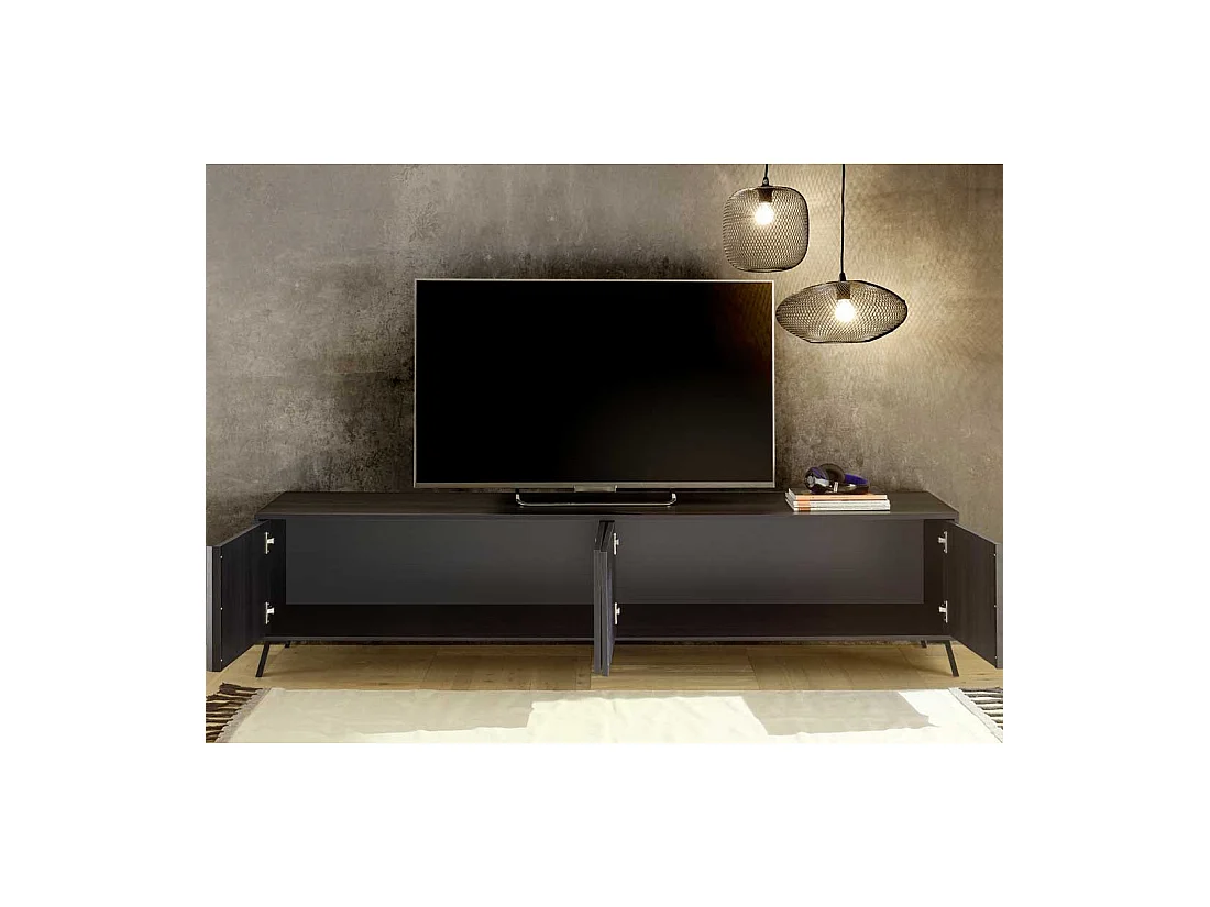 Meuble TV 4 portes Noir cendré - TREVISE
