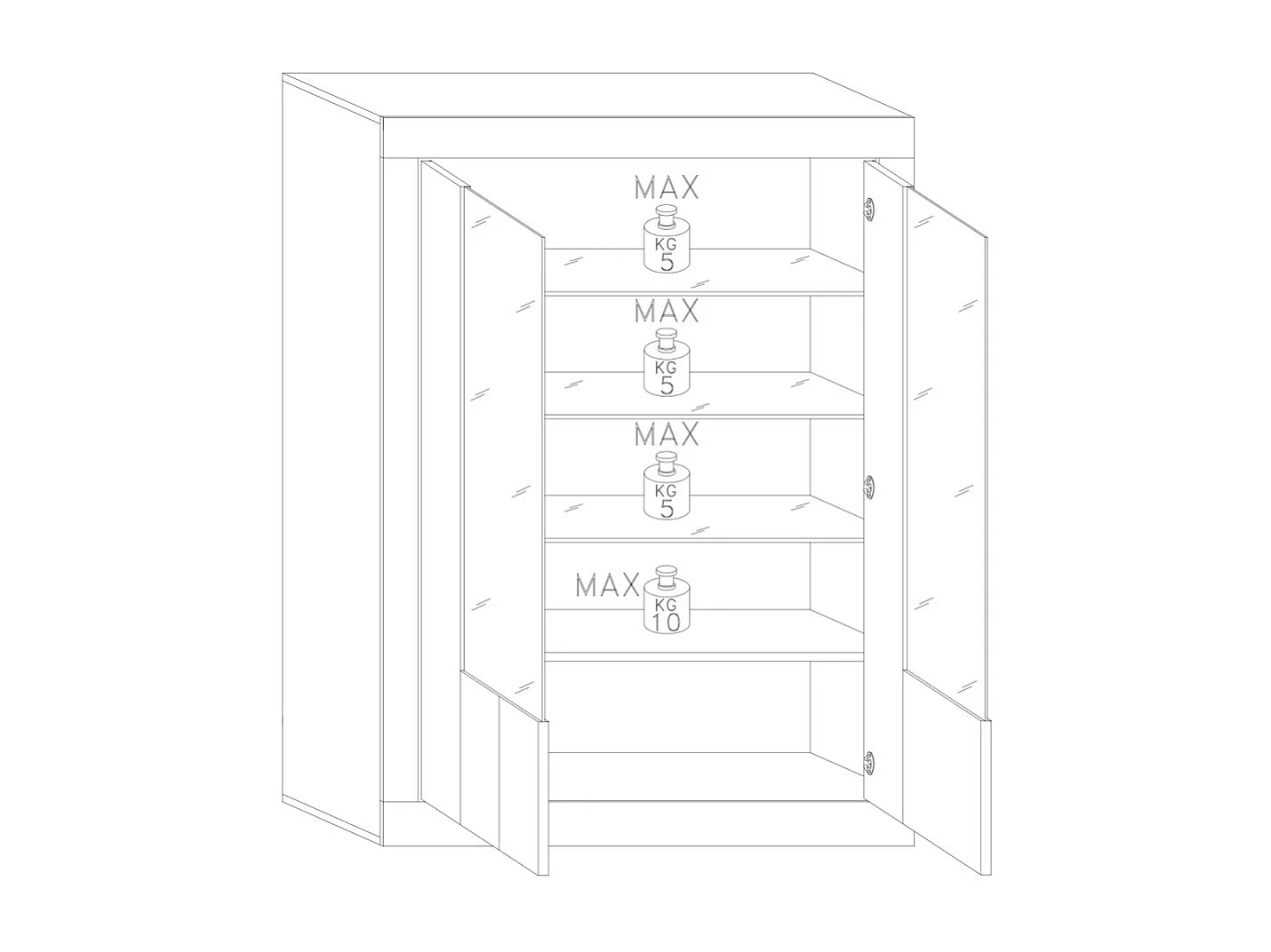 Vitrine 2 portes Béton ciré foncé à LEDs - LUBIO
