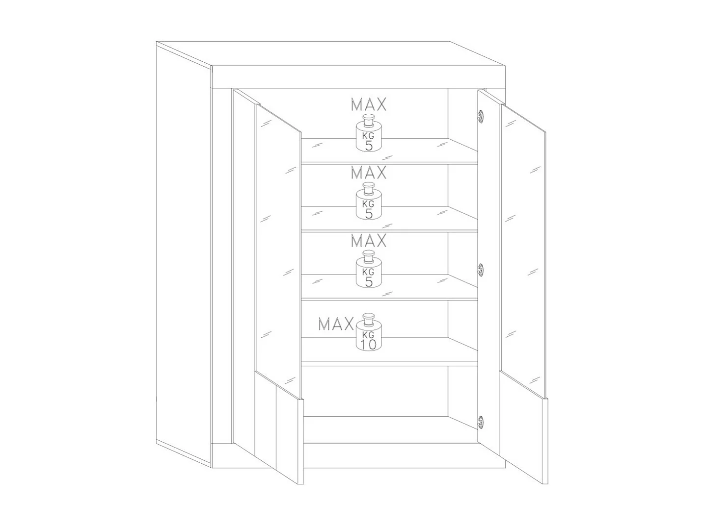 Vitrine 2 portes Béton ciré foncé/clair à LEDs - LUBIO n°2