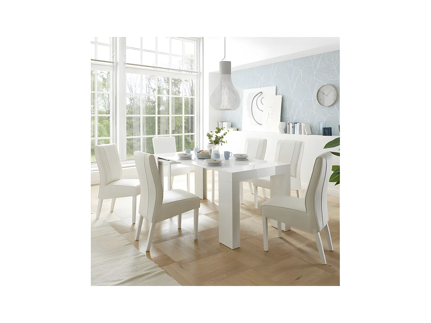 Console Extensible 5 allonges Laqué Blanc Brillant - TINO