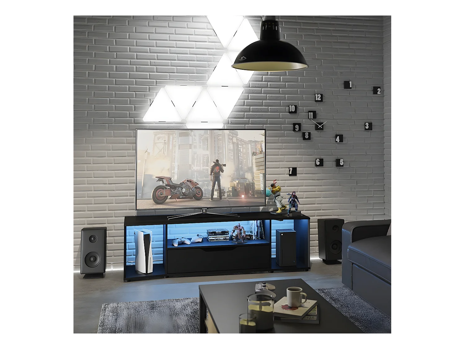 Meuble TV gamer Hack - L163 x H48 x P45 cm