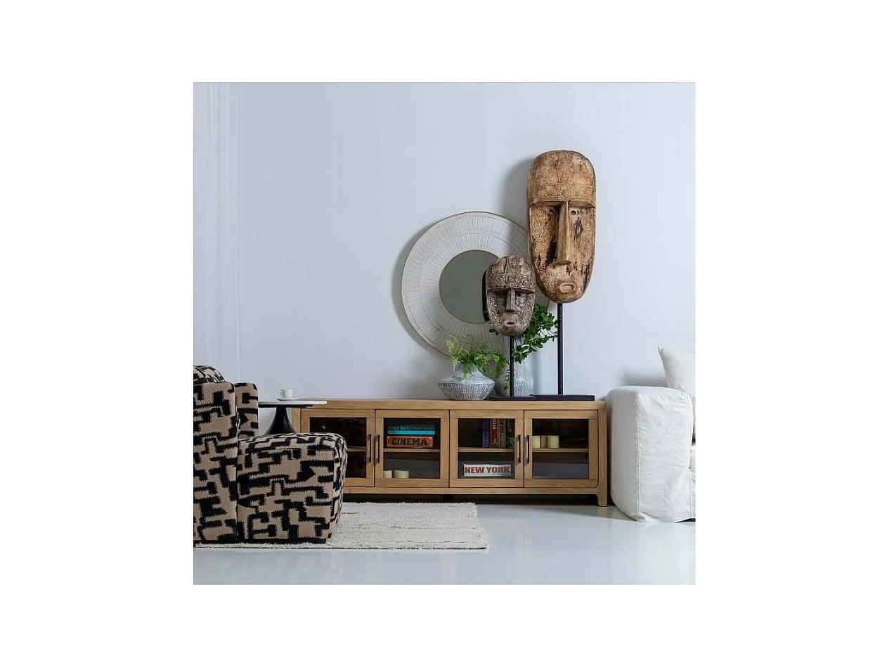 Meuble TV 4 portes Bois d'orme massif - IMANI