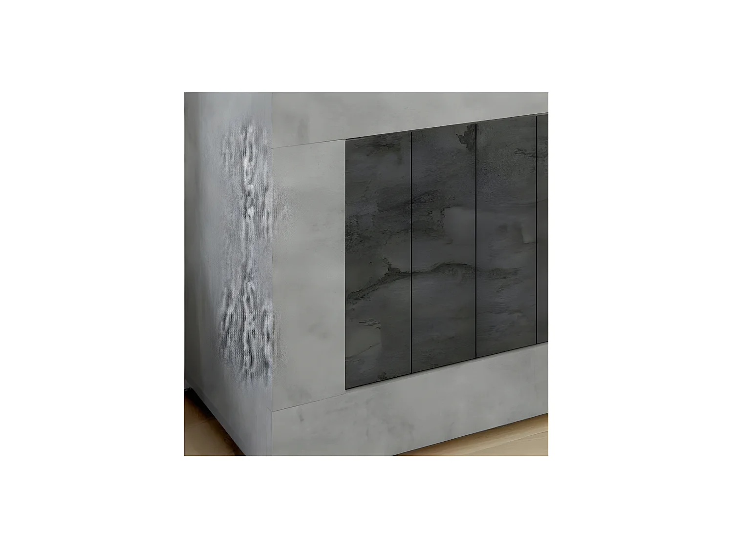 Meuble TV 3 portes Béton ciré clair/foncé - LUBIO n°1