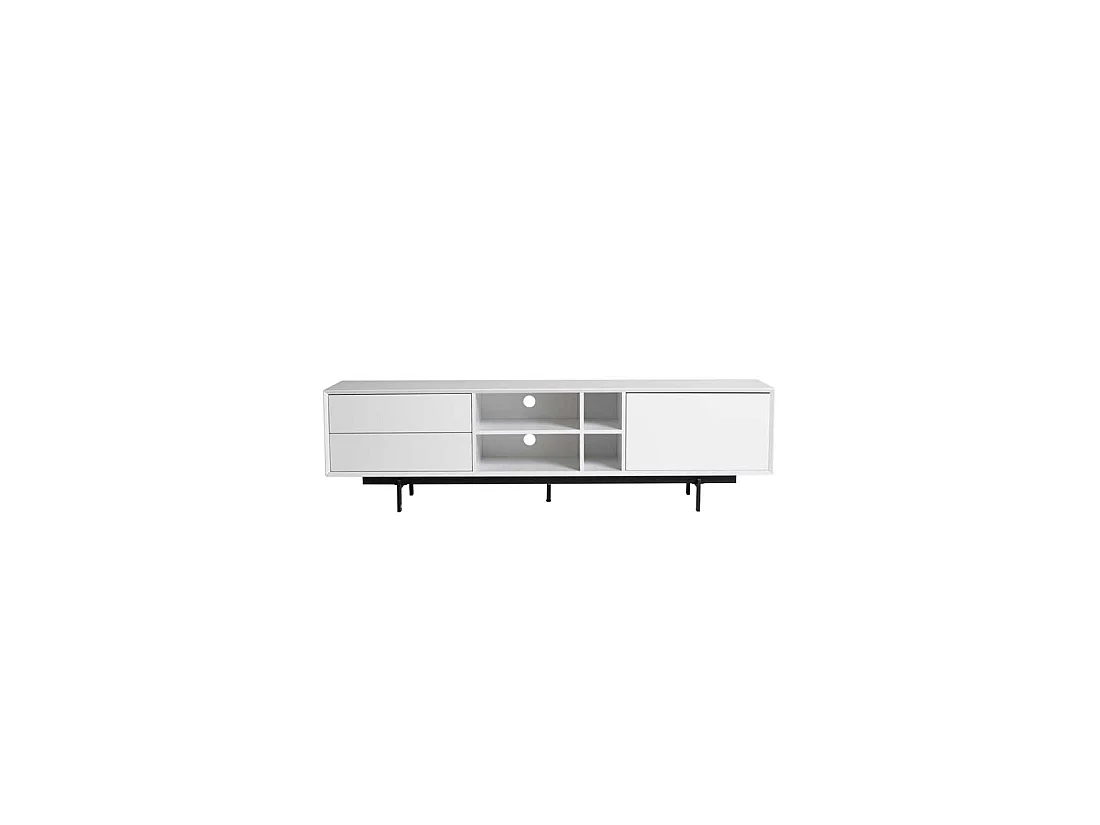 Meuble TV Blanc 2 tiroirs 1 porte - TRIBECA