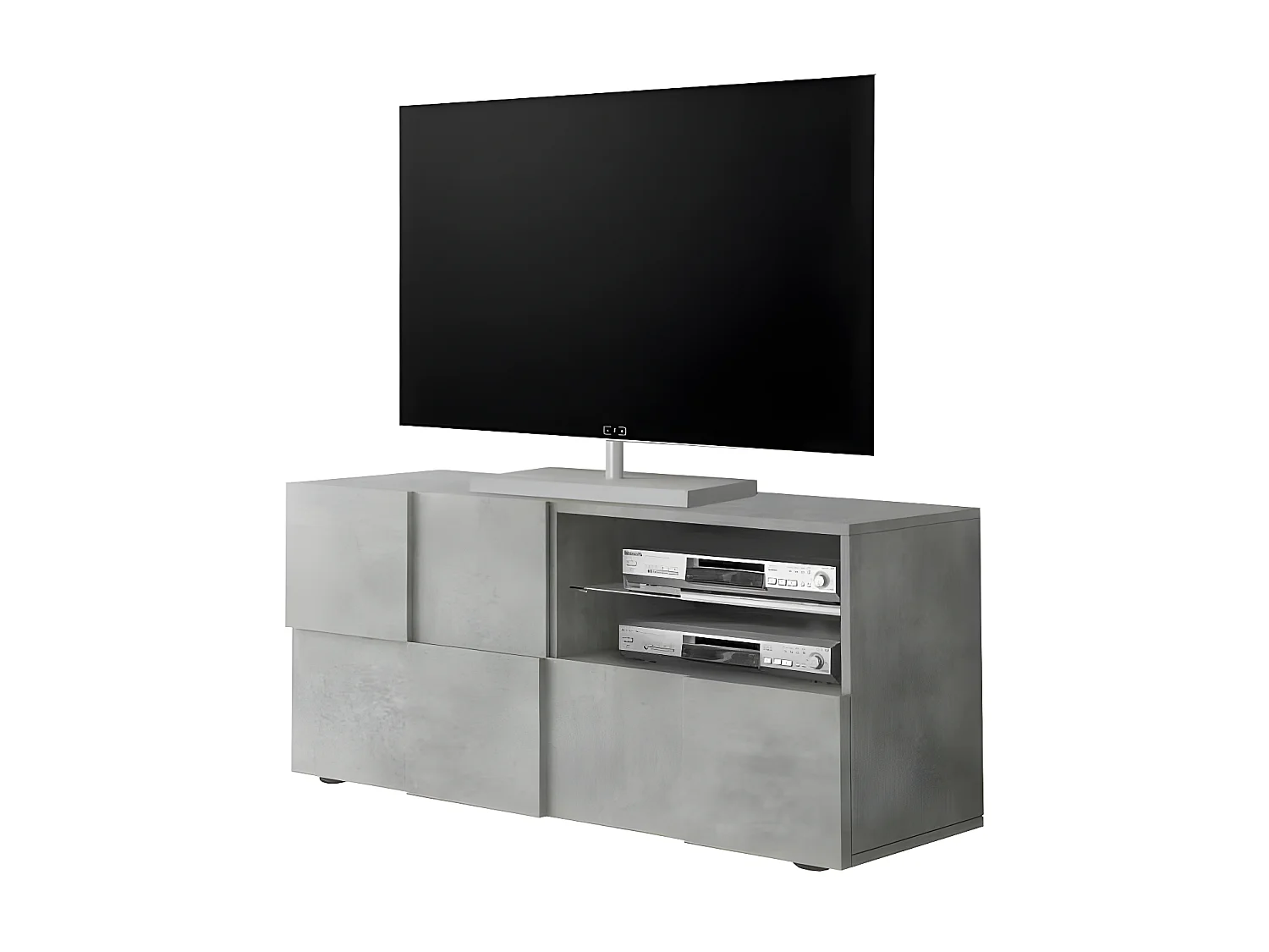 Meuble TV 1 porte 1 tiroir Béton ciré clair - TICATO