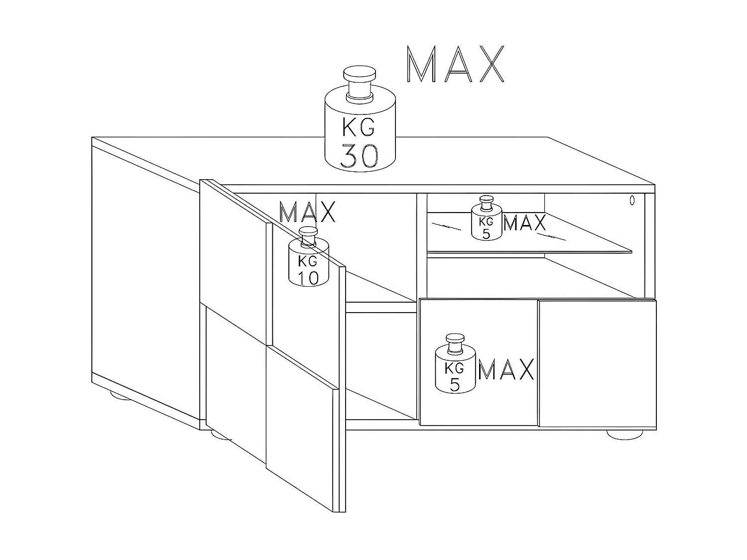 Meuble TV 1 porte 1 tiroir Béton ciré clair - TICATO
