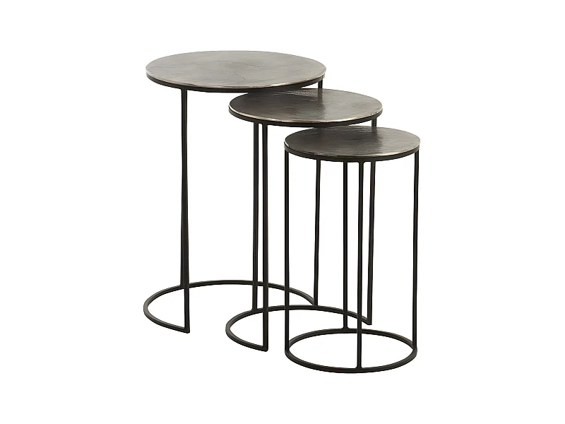 Trio de Tables gigognes Métal Noir/Gris - BROOKLAND