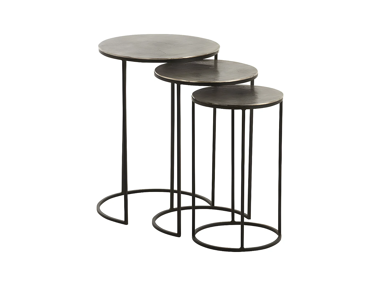 Trio de Tables gigognes Métal Noir/Gris - BROOKLAND