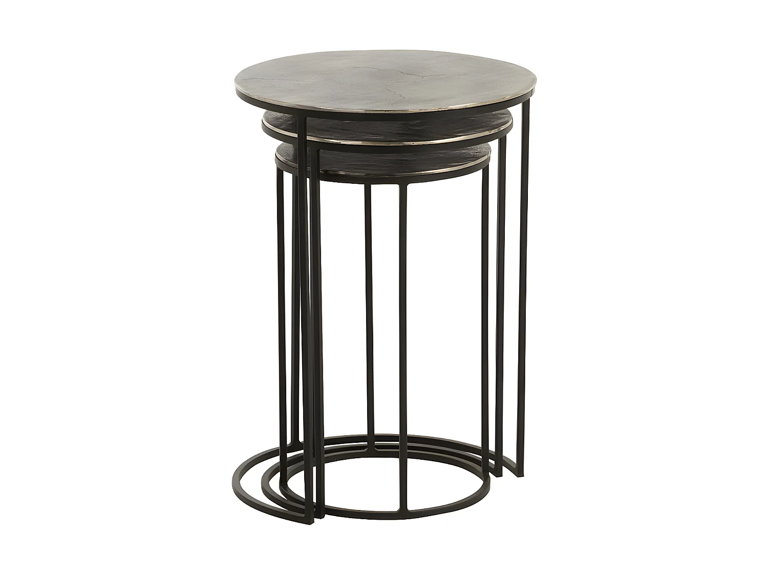Trio de Tables gigognes Métal Noir/Gris - BROOKLAND