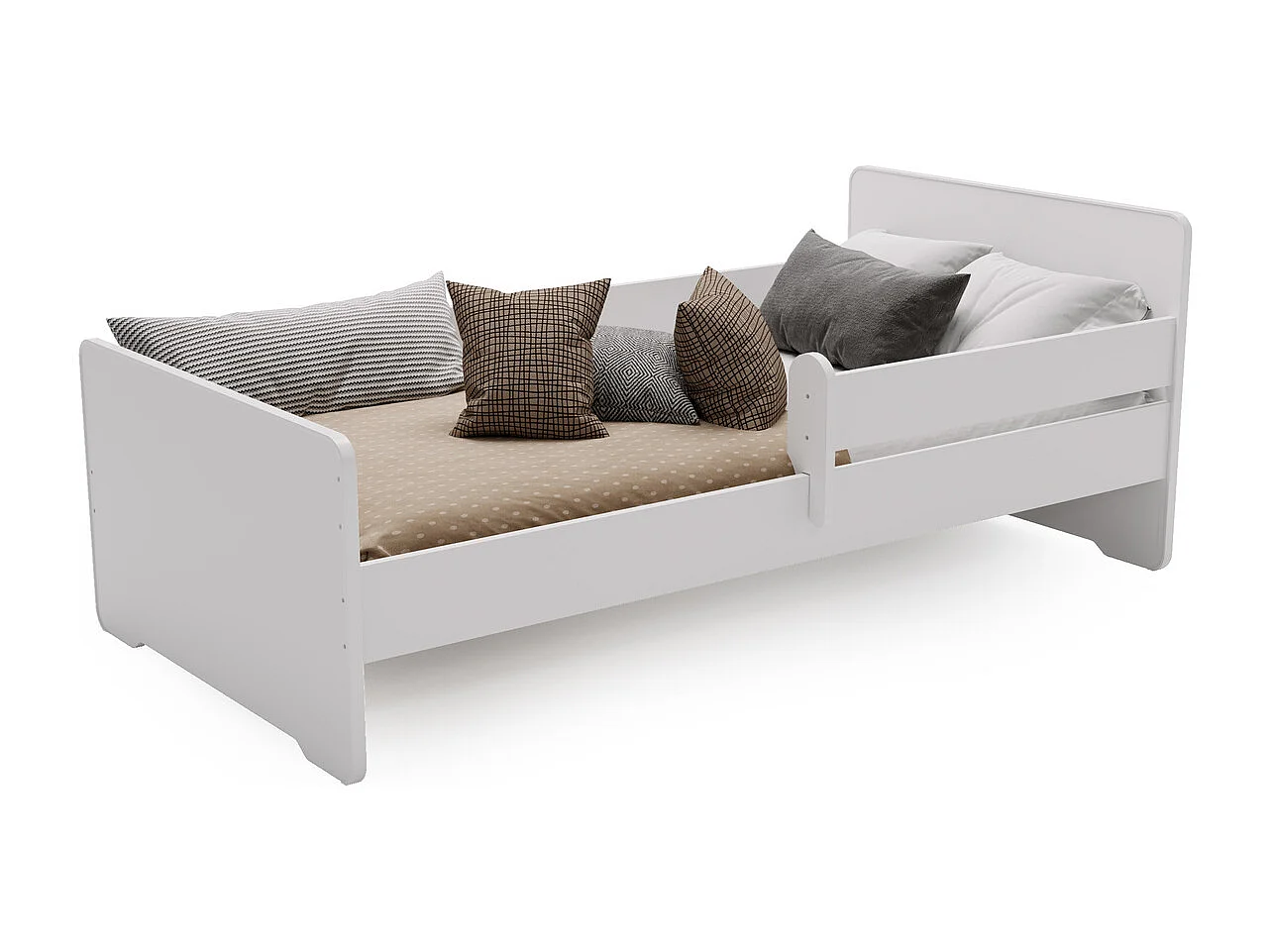 Lit d'enfant Complet 70x140 cm MAX sommier, barrièreères, matelas pour Filles garçons lit Simple - BLANC