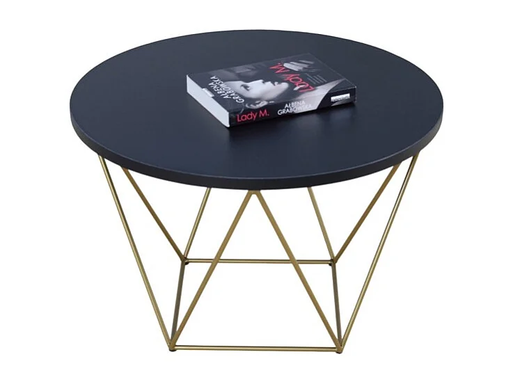 Tavolino da caffè Lian Premium/Metallo e compensato/Oro&Nero