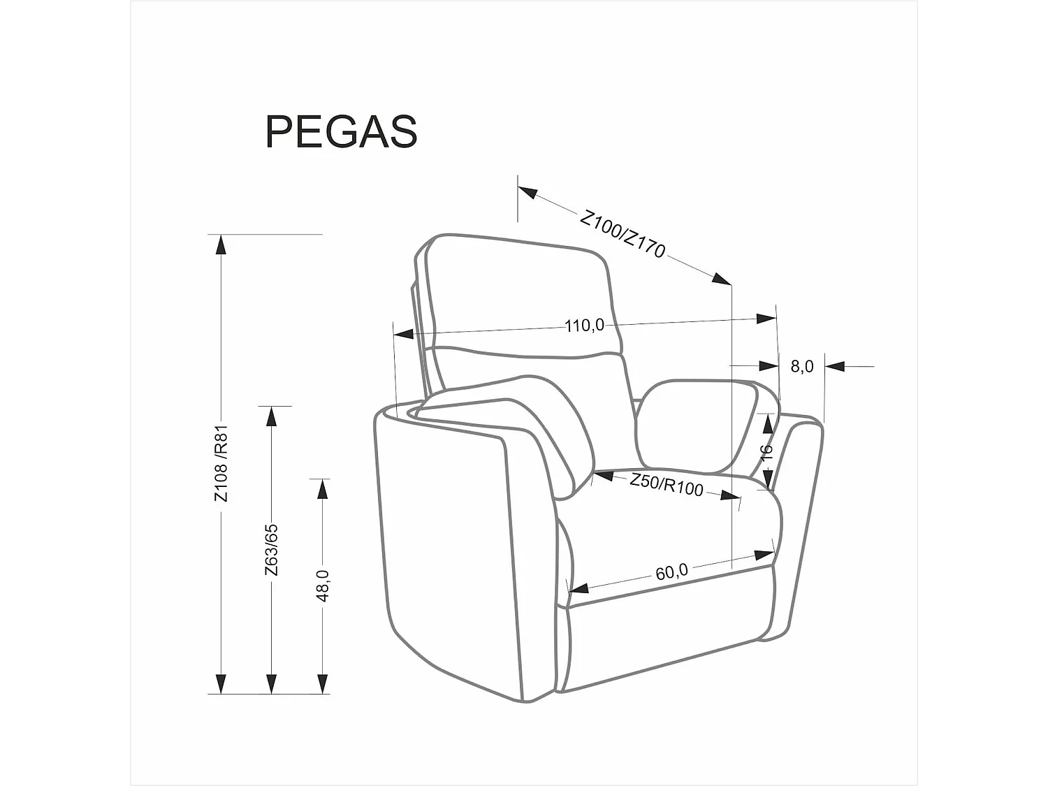Poltrona Pegas/funzione relax (elettrica)/rivestimento in tessuto/beige