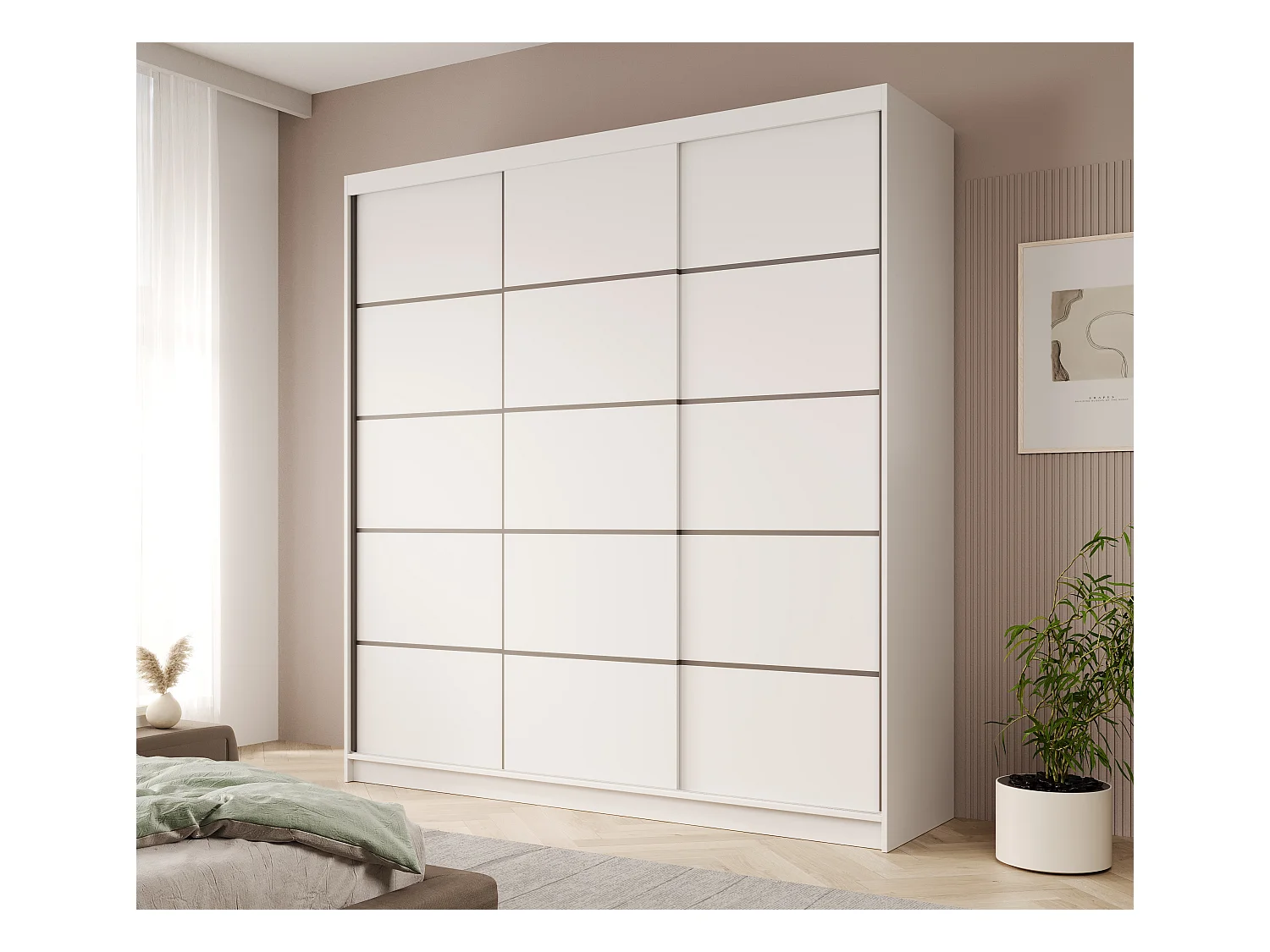 Armoire Roberto (200cm)/portes coulissantes/Blanc