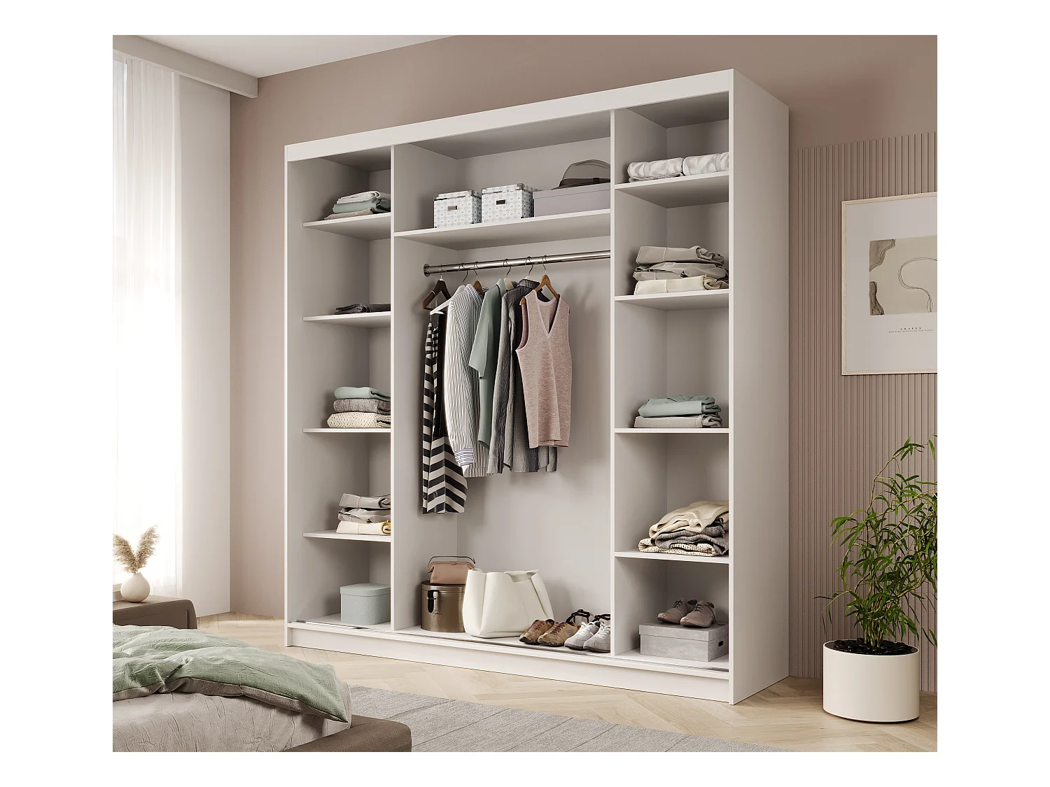 Armoire Roberto (200cm)/portes coulissantes/Blanc