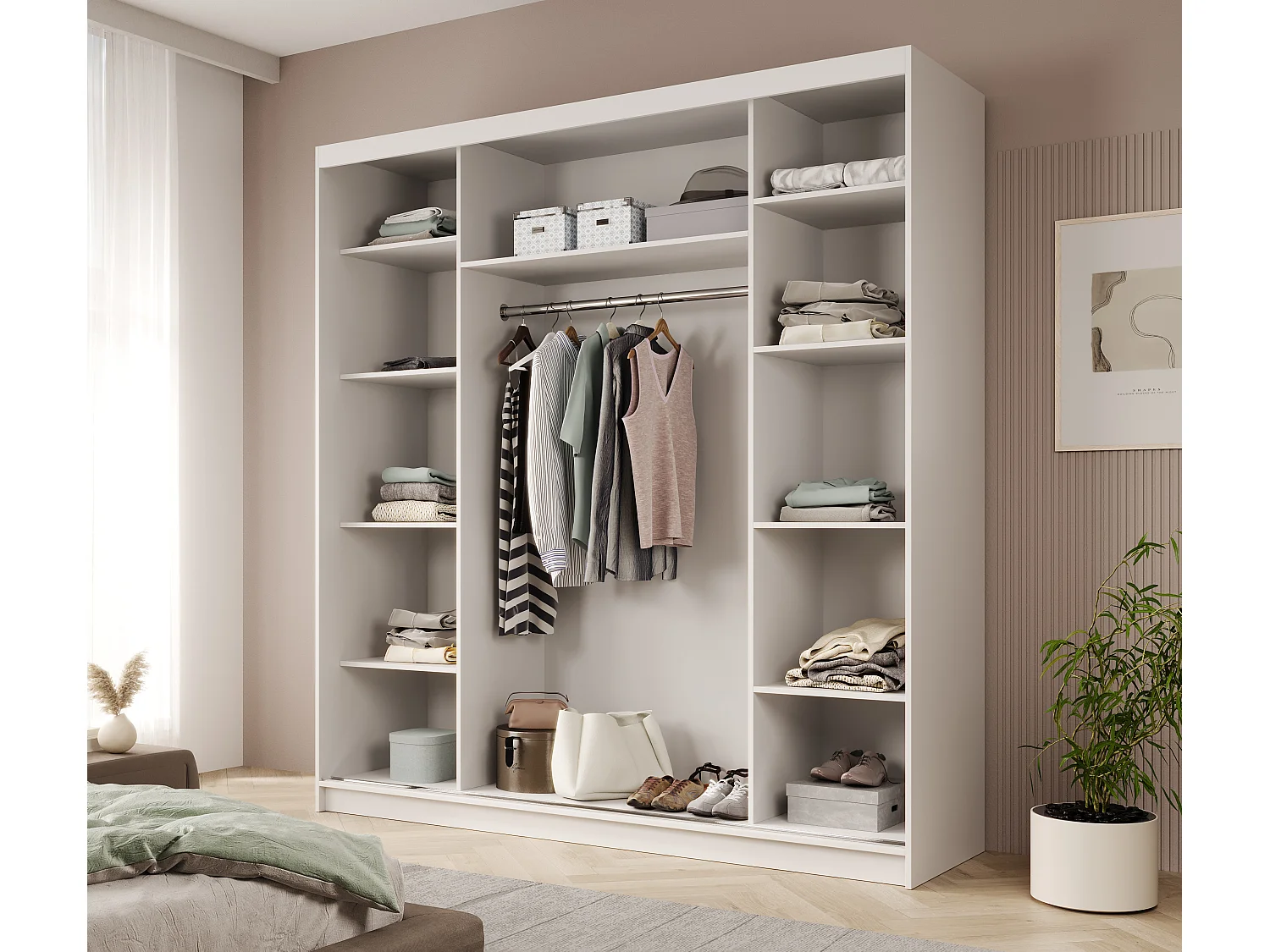 Armoire Roberto (200cm)/portes coulissantes/Blanc