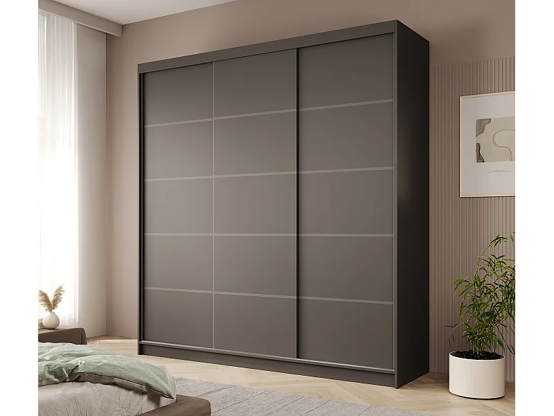 Armoire Roberto (200cm)/portes coulissantes/Noir