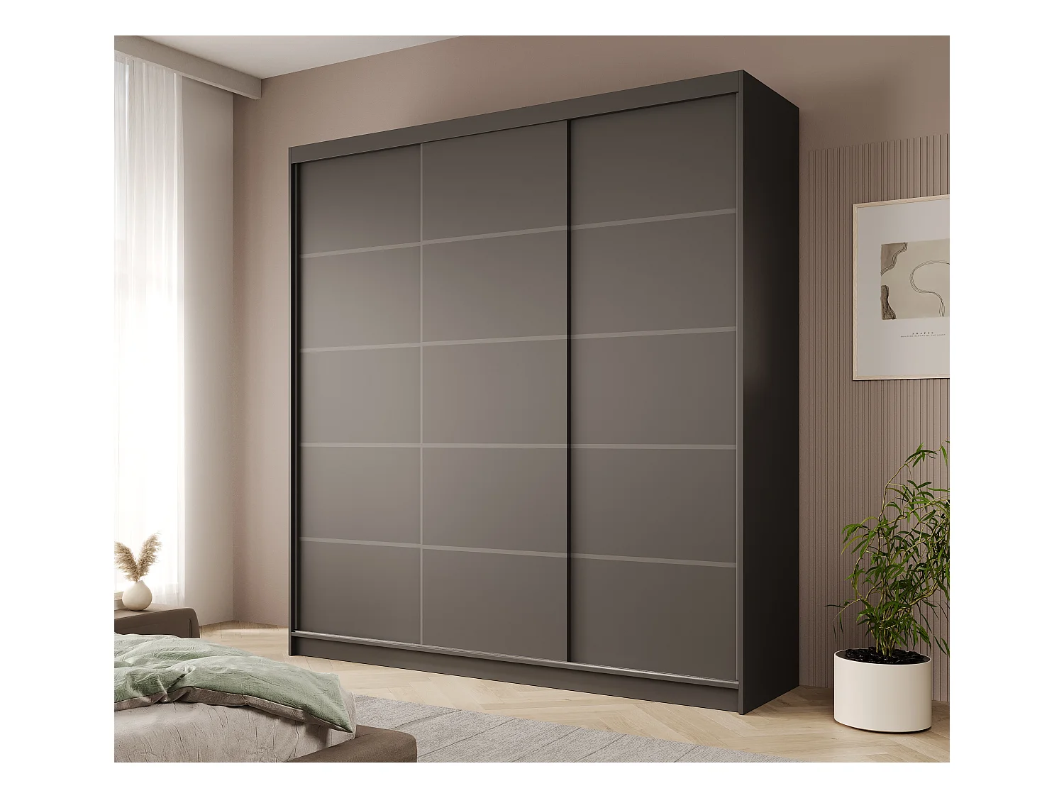 Armoire Roberto (200cm)/portes coulissantes/Noir