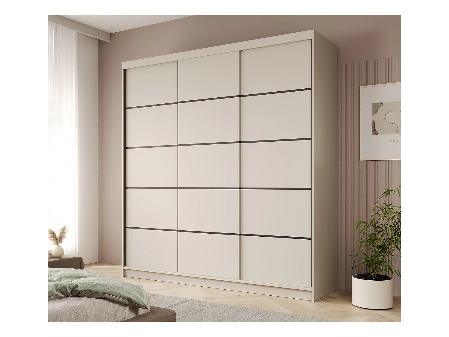Armoire Roberto (200cm)/portes coulissantes/Beige
