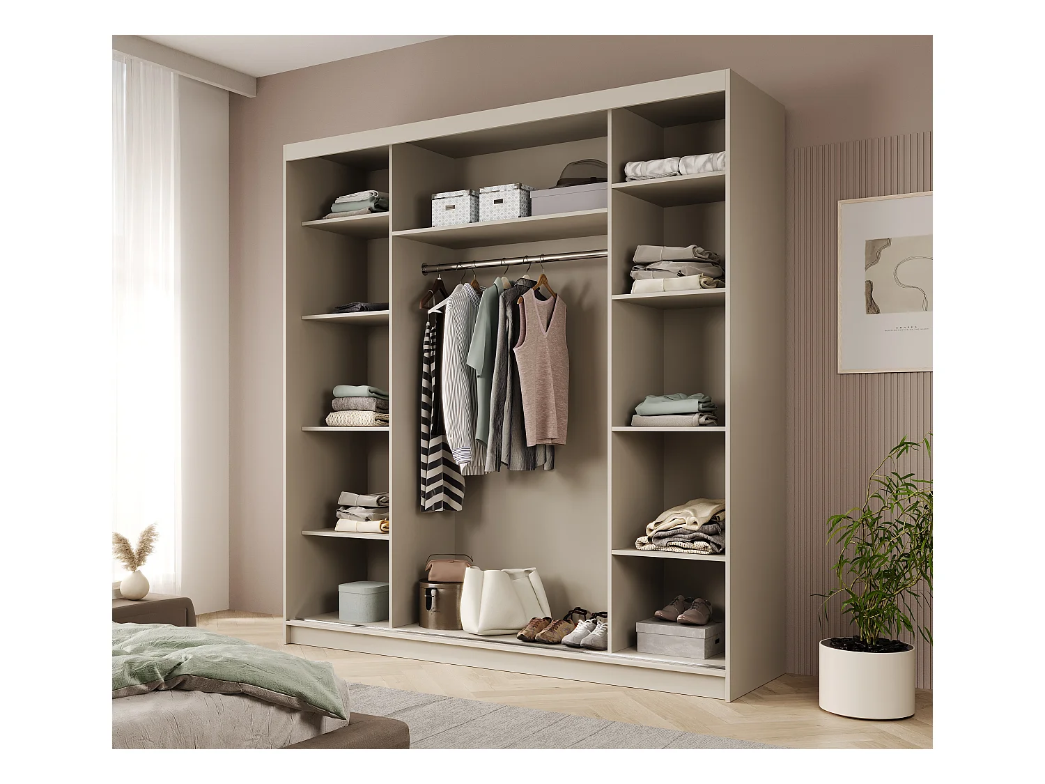 Armoire Roberto (200cm)/portes coulissantes/Beige