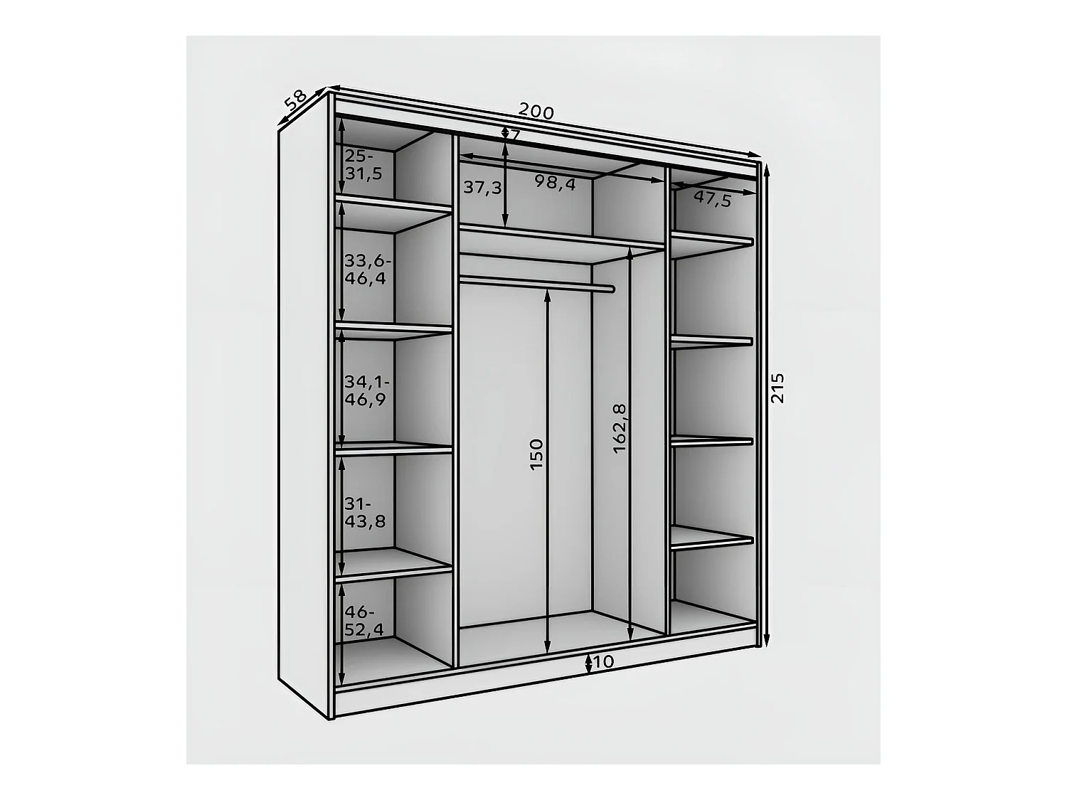 Armoire Roberto (200cm)/portes coulissantes/Beige
