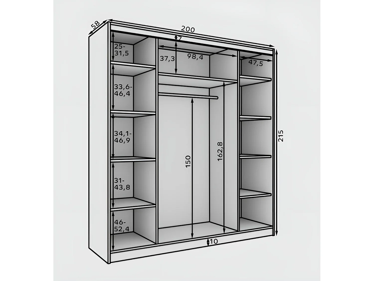 Armoire Roberto (200cm)/portes coulissantes/Beige