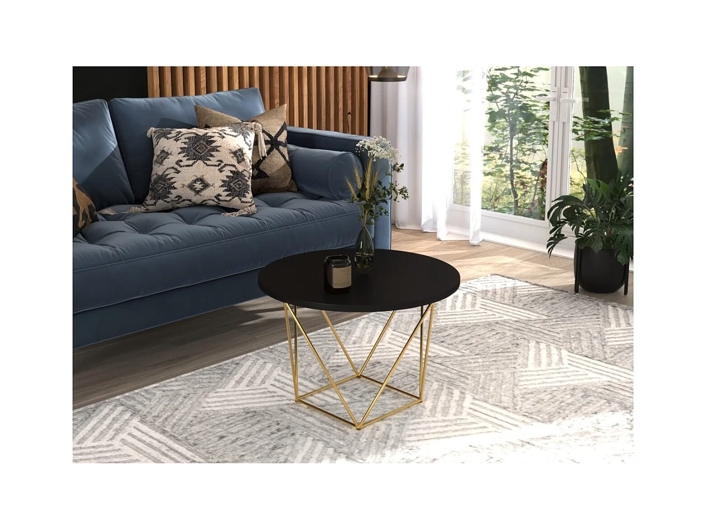 Couchtisch Lian Premium/Metall&Sperrholz/Gold&Weiss