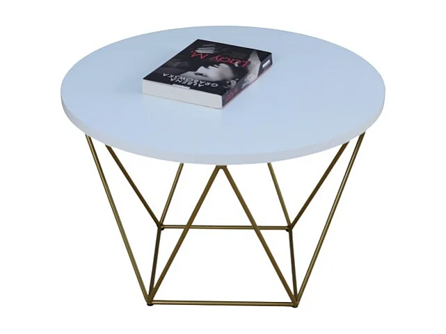 Tavolino da caffè Lian Premium/Metallo e compensato/Oro&Bianco