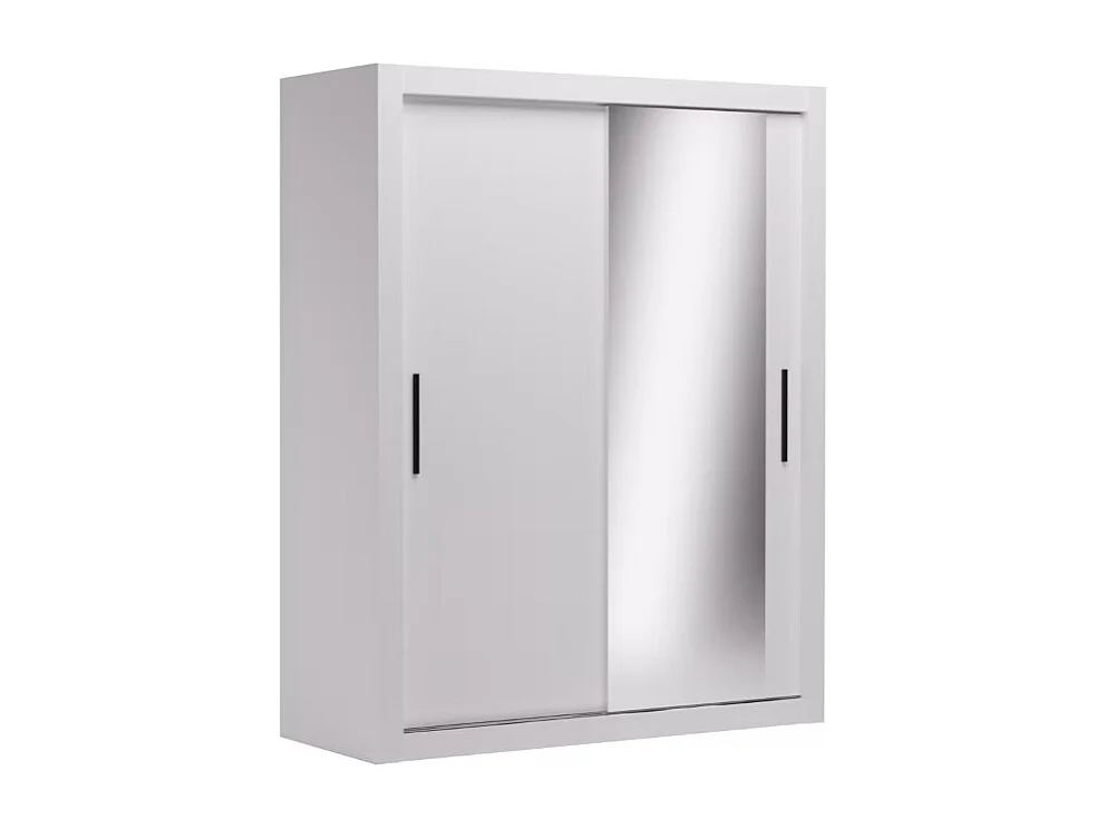 Kleiderschrank Rudi (160cm)/Schiebetüren/Spiegel/Weiss