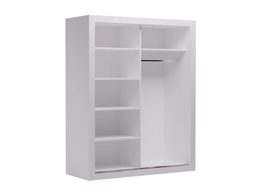 Kleiderschrank Rudi (160cm)/Schiebetüren/Spiegel/Weiss