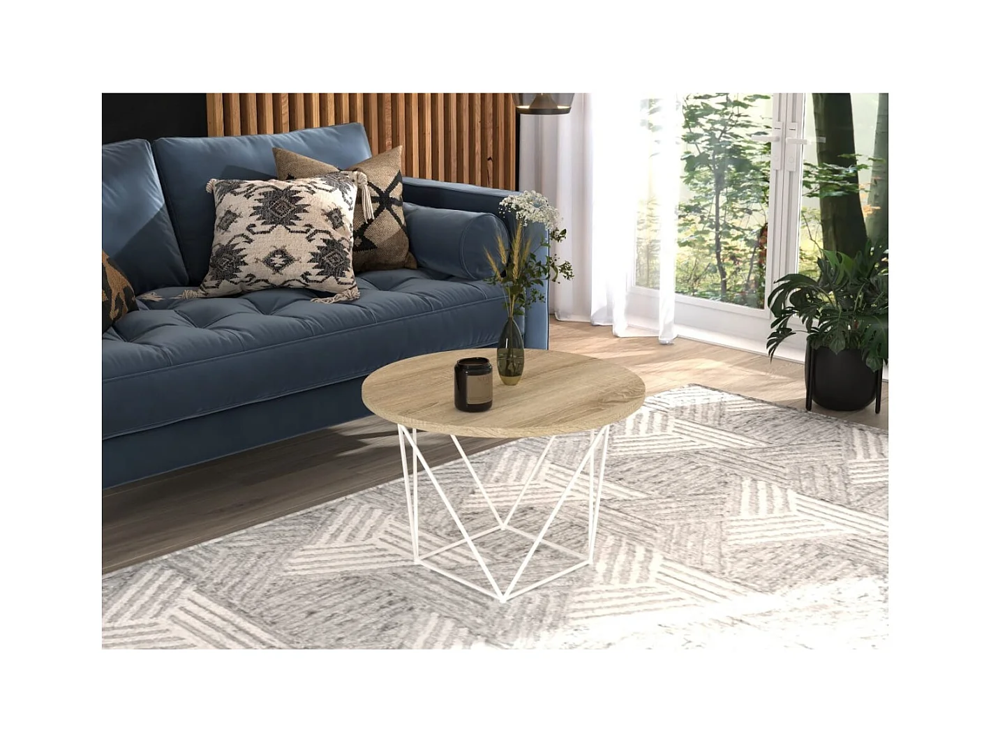 Couchtisch Lian Lux/Metall&Sperrholz/Weiß&Sonoma