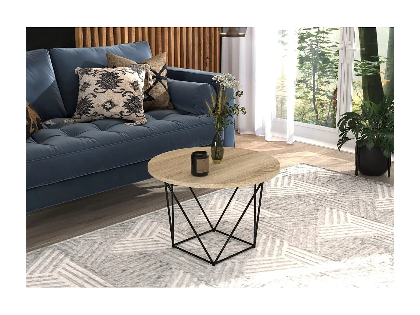 Couchtisch Lian/metall&Sperrholz/Schwarz&Sonoma