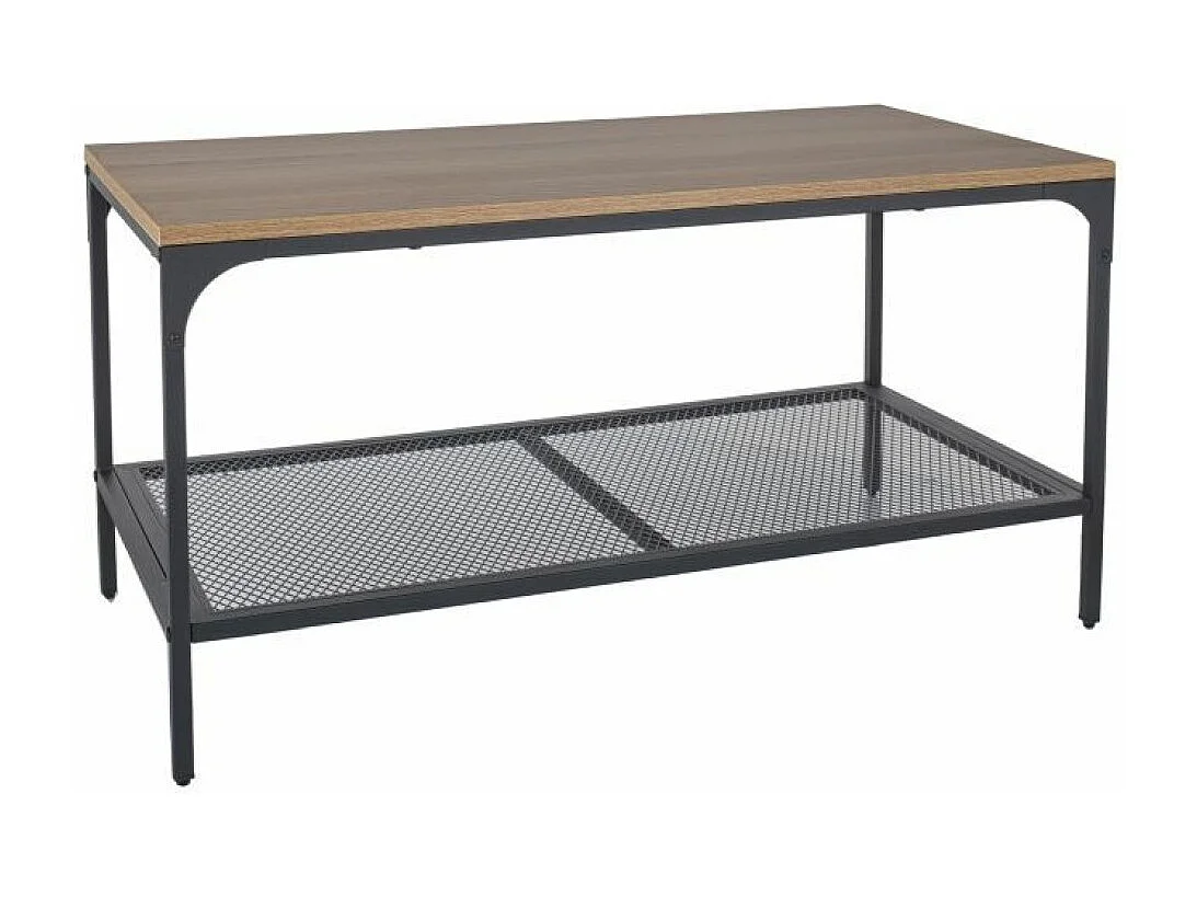 Tavolino Lex/piano in laminato e metallo/rovere marrone