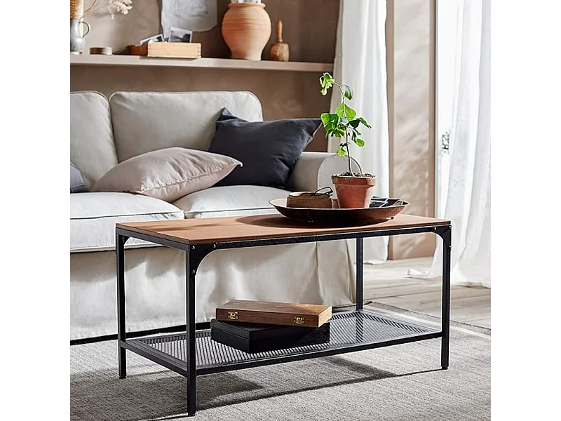 Table basse Lex/plateau stratifié et métal/chêne marron