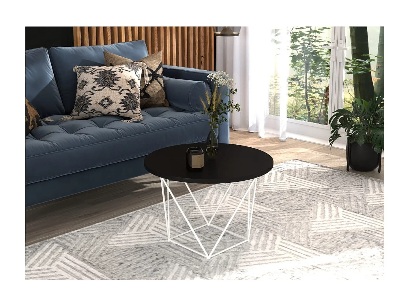 Couchtisch Lian Lux/Metall&Sperrholz/Weiß&Schwarz