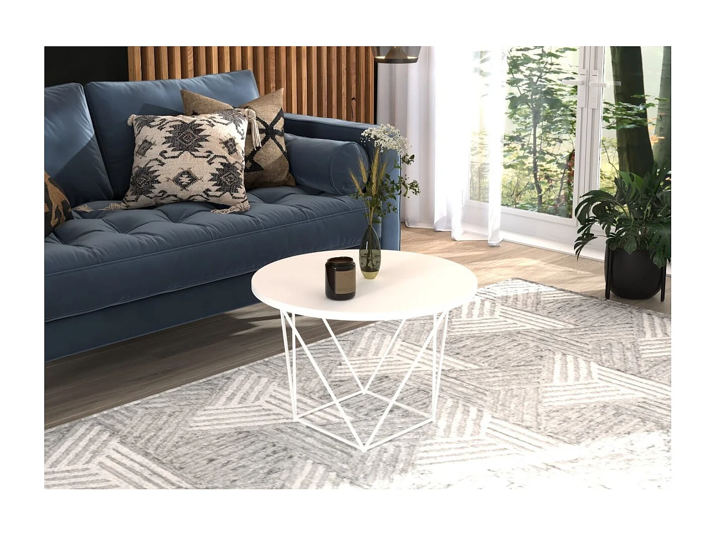 Tavolino da caffè Lian Lux/Metallo e compensato/Bianco