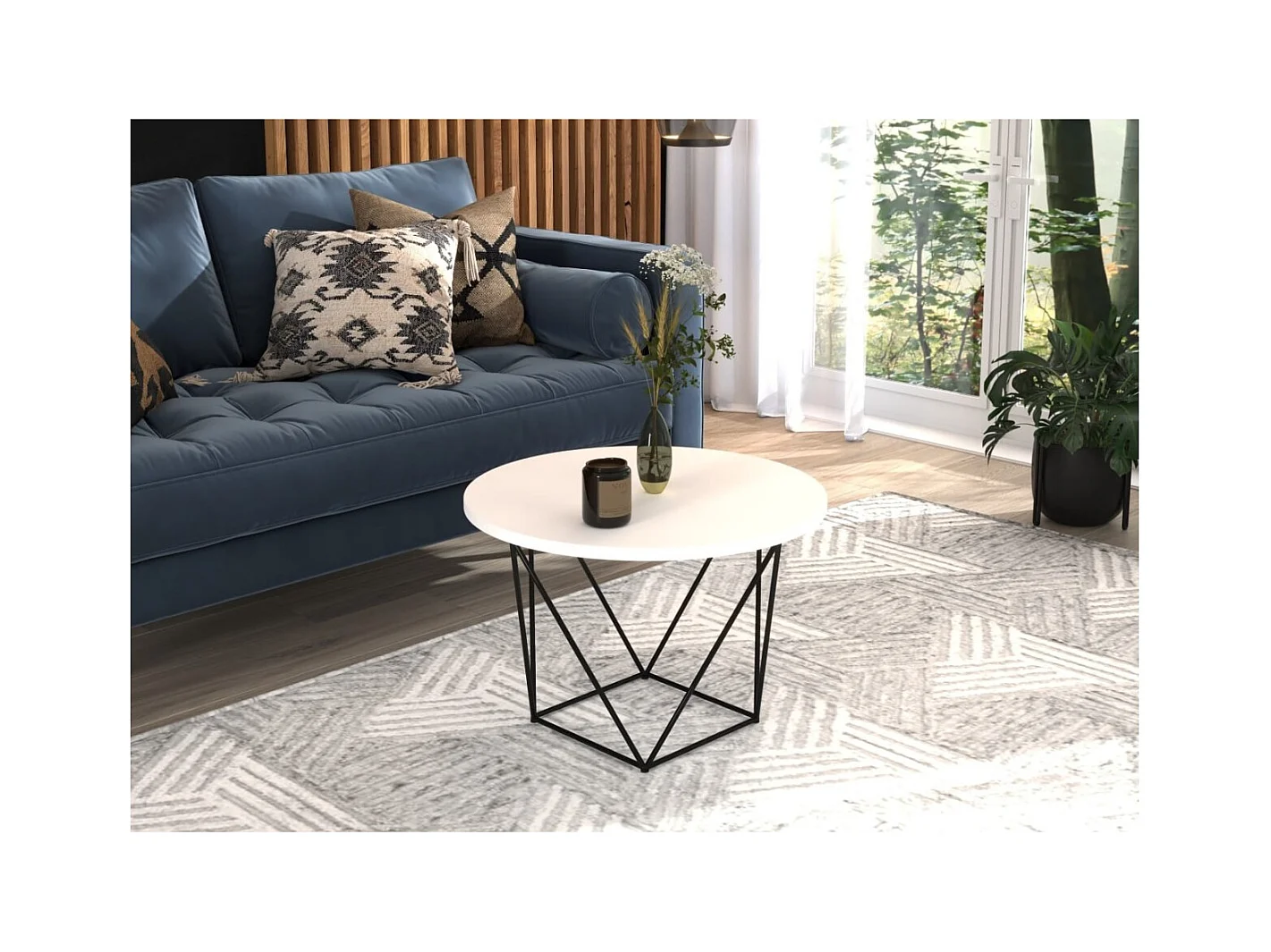 Couchtisch Lian/metall&Sperrholz/Schwarz&Weiss