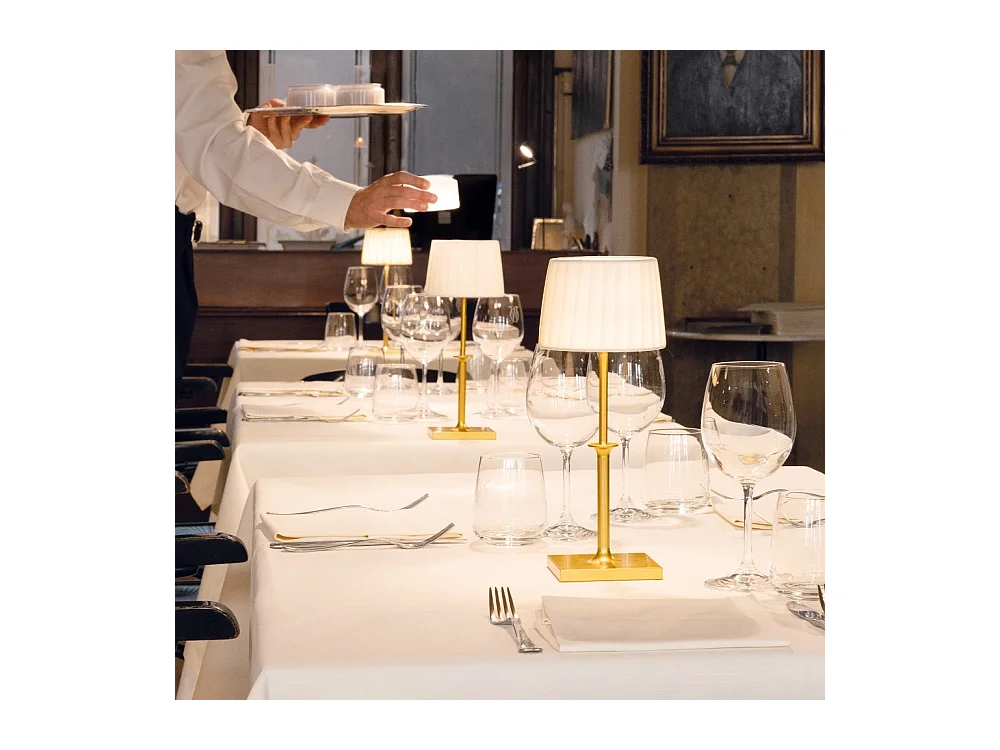 Lampe de table rechargeable à LED Poldina Classic Zafferano avec variateur tactile - Design élégant sans fil, blanche