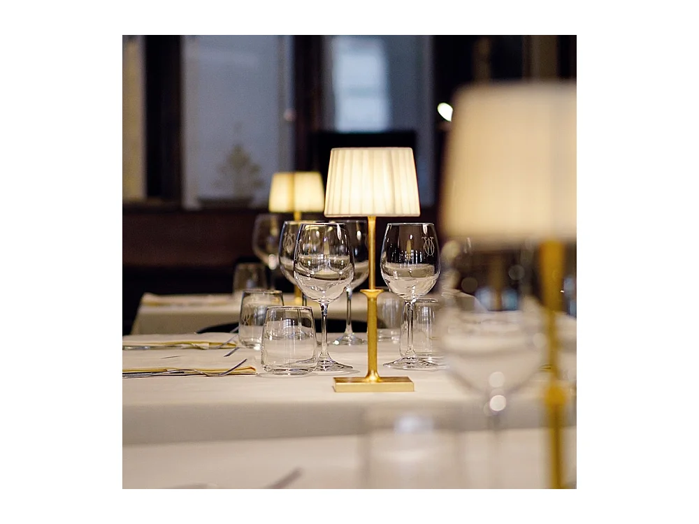 Lampada da Tavolo Ricaricabile Poldina Classic Zafferano Led Touch Dimmer - Design Elegante Senza Fili Bronzo