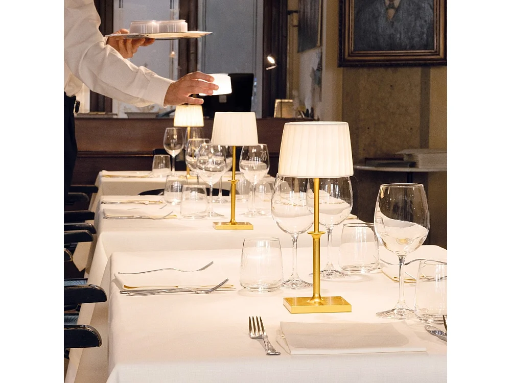 Luminária de mesa recarregável com dimmer LED Poldina Classic Zafferano - Design elegante sem fio, bronze