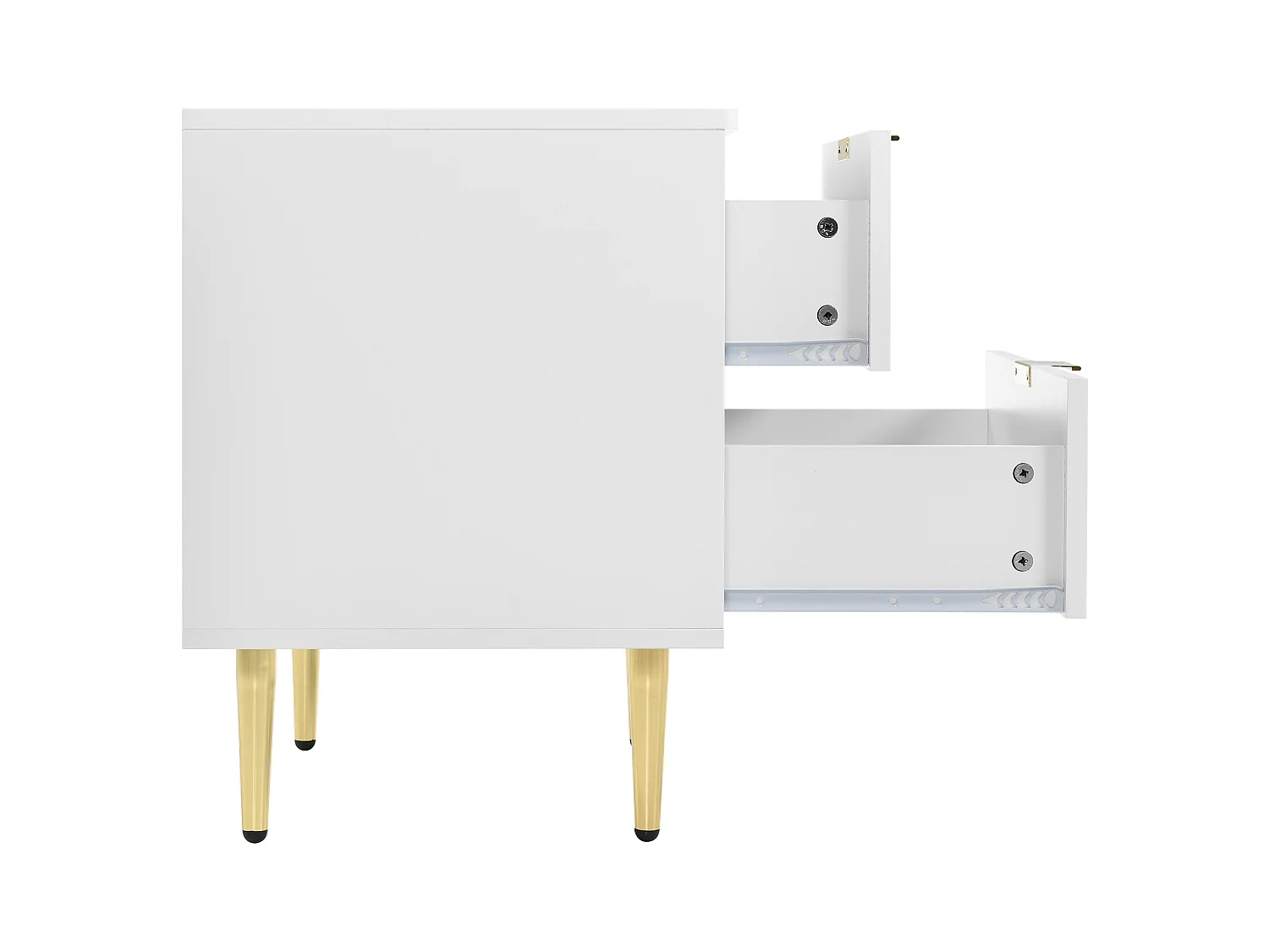 Table de chevet moderne avec pieds et boutons plaqués or,motif floral,50L*40P*54H cm,blanc