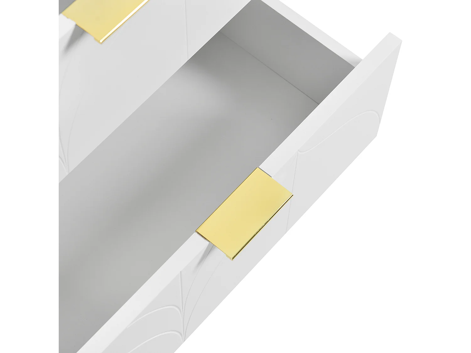 Table de chevet moderne avec pieds et boutons plaqués or,motif floral,50L*40P*54H cm,blanc