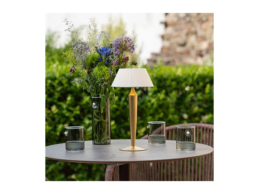 Lampe de table rechargeable tactile à LED Flaminia Zafferano - Design classique sans fil, dorée