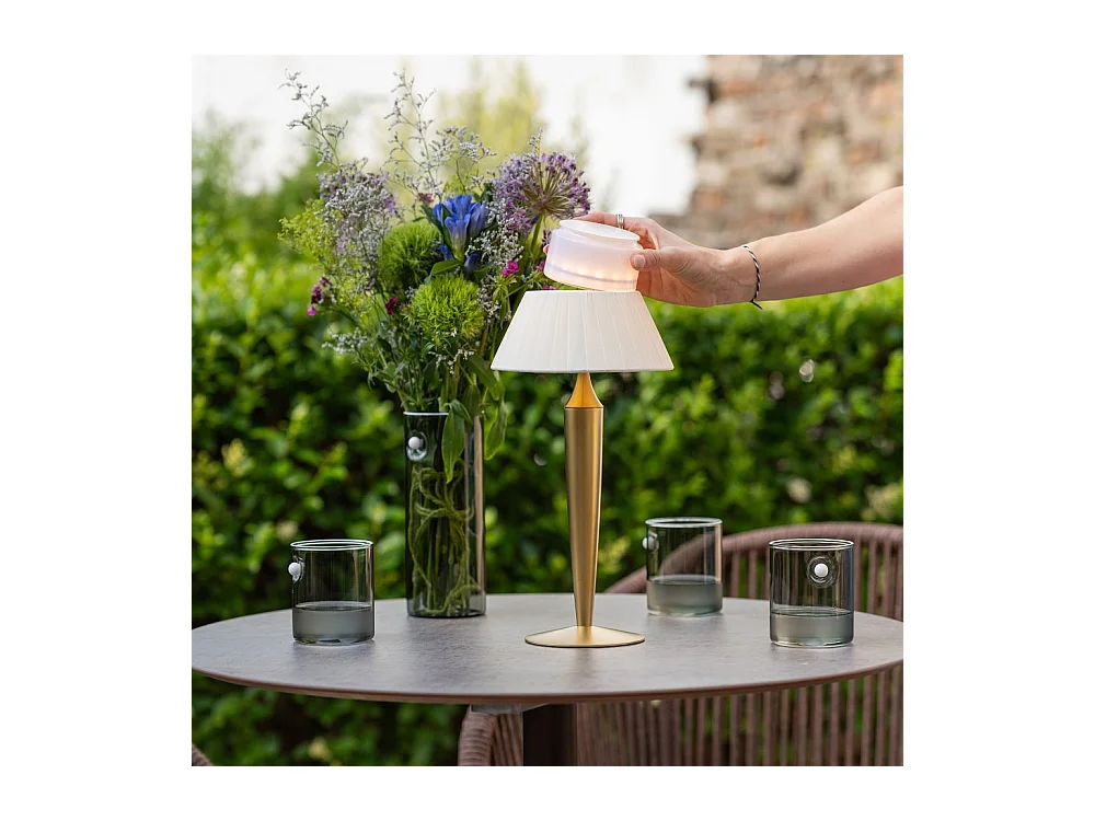 Lampe de table rechargeable tactile à LED Flaminia Zafferano - Design classique sans fil, dorée