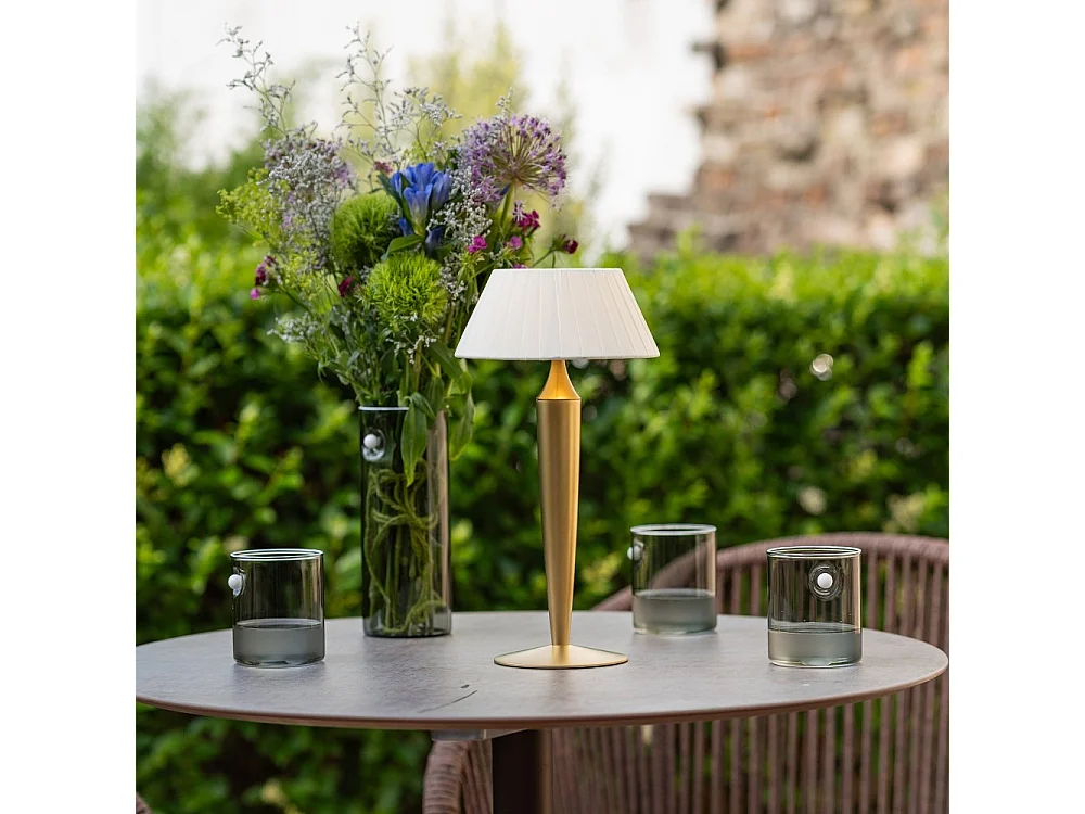 Lampe de table rechargeable tactile à LED Flaminia Zafferano - Design classique sans fil, dorée